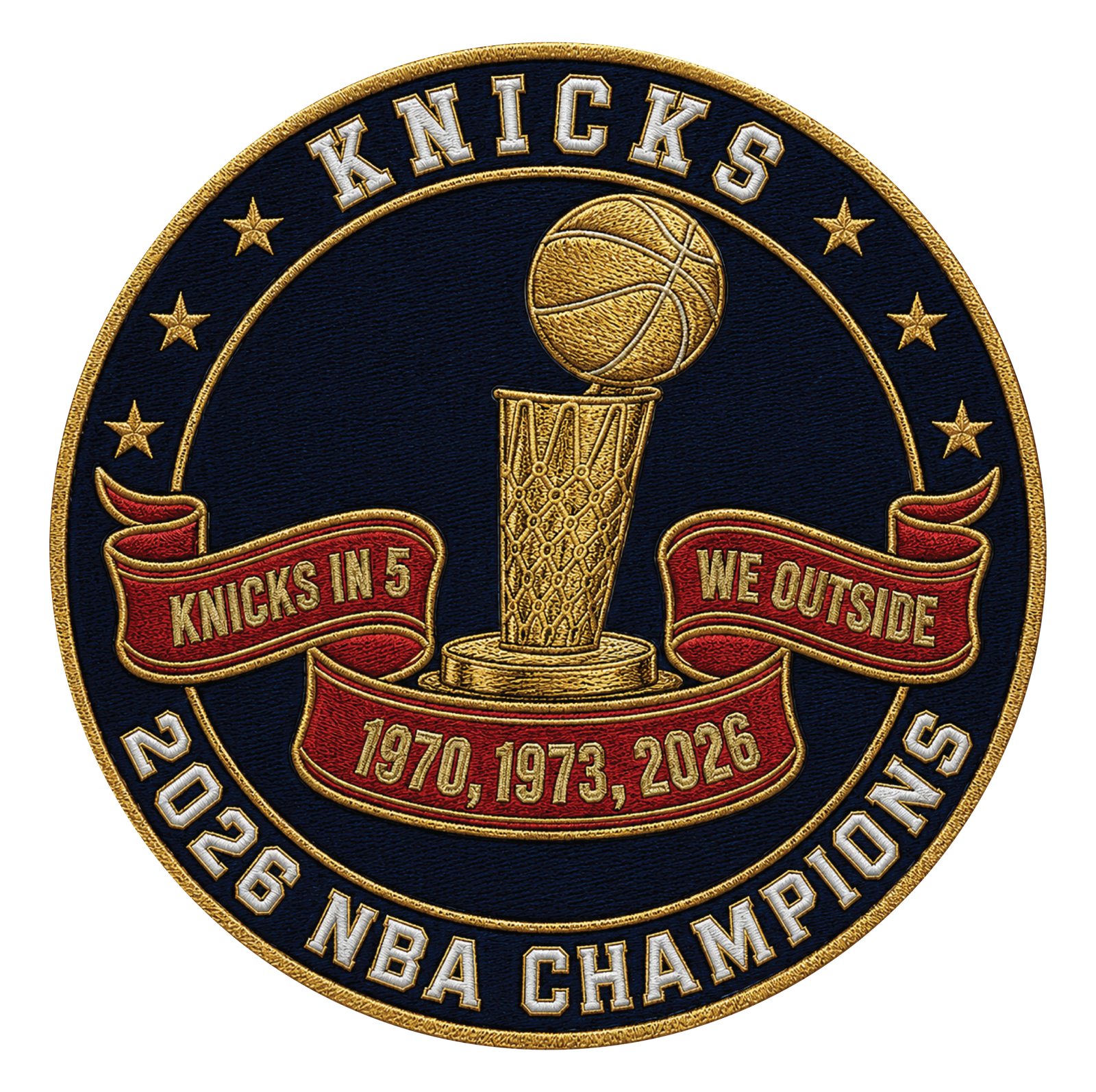 KNICKS IN 5, WE OUTSIDE EMBROIDERY PATCH #1